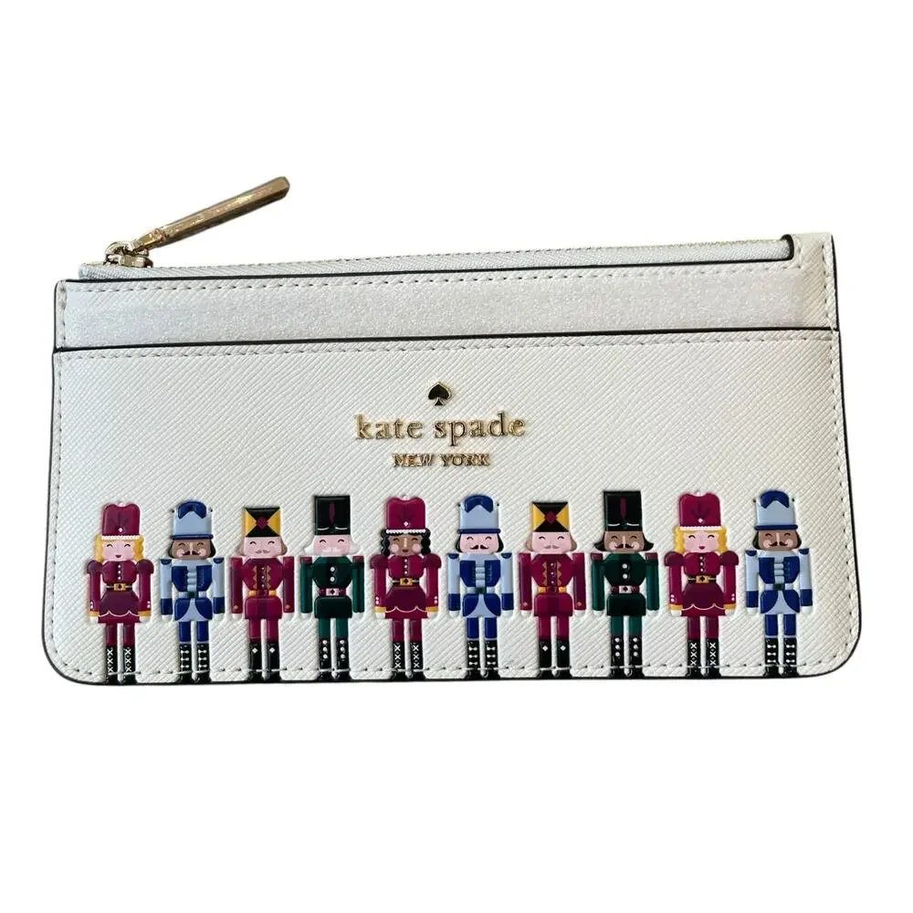 Kate Spade Oh What Fun Nutcracker Large Slim Card Holder Meringue NEW
